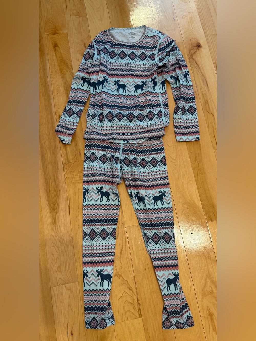 Hot Chillys Kids Moose Pattern Long Sleeve  Long Undedwear Set